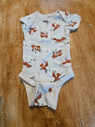 White Gerber Fox onesie, NB B