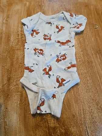 White Gerber Fox onesie, NB B