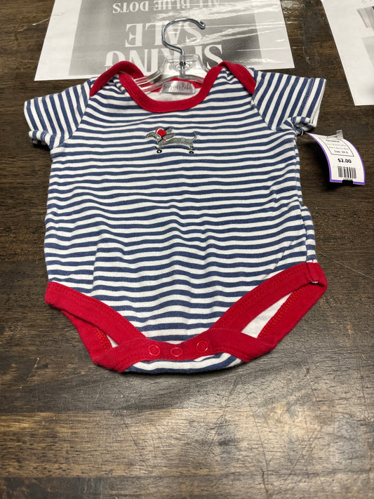Blue/White/Red Bonjour Bebe Onesie, 3M B