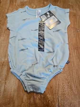 Teal Modern Moments Fish onesie, 12M B