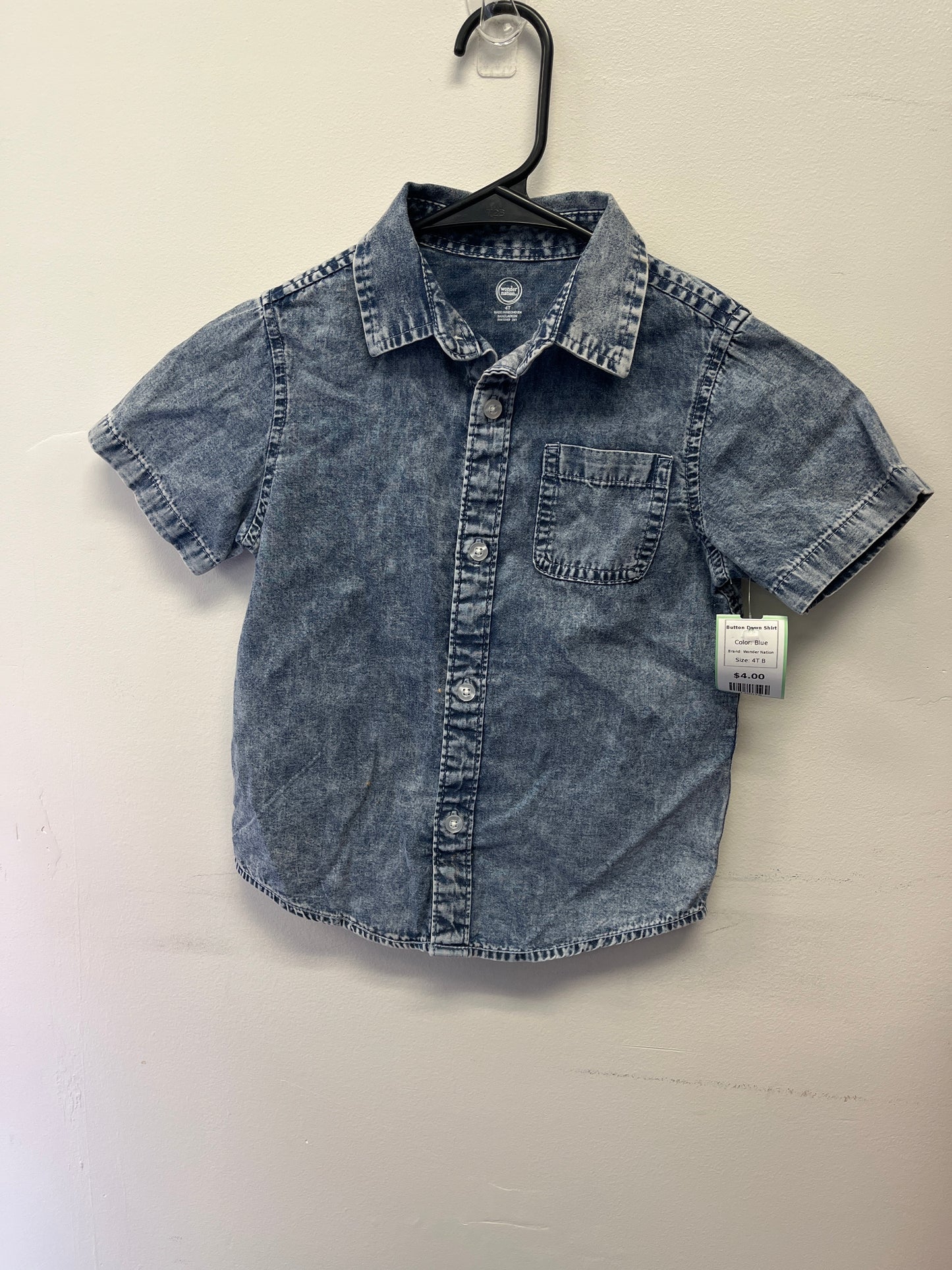 Blue Wonder Nation Button Down Shirt, 4T B