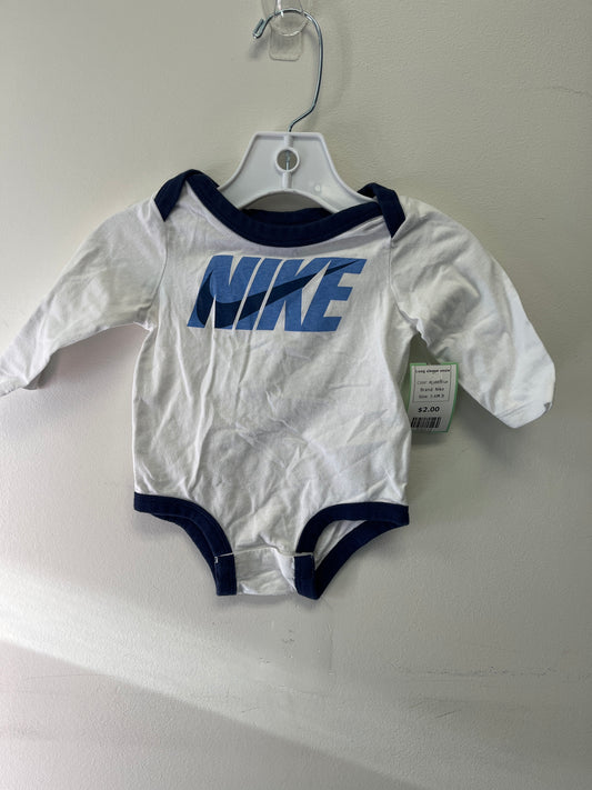 White/Blue Nike Long sleeve onsie, 3-6M B