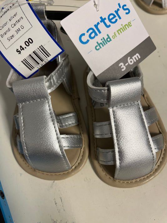 silver Carters Crib Sandals 3-6m, 3M G