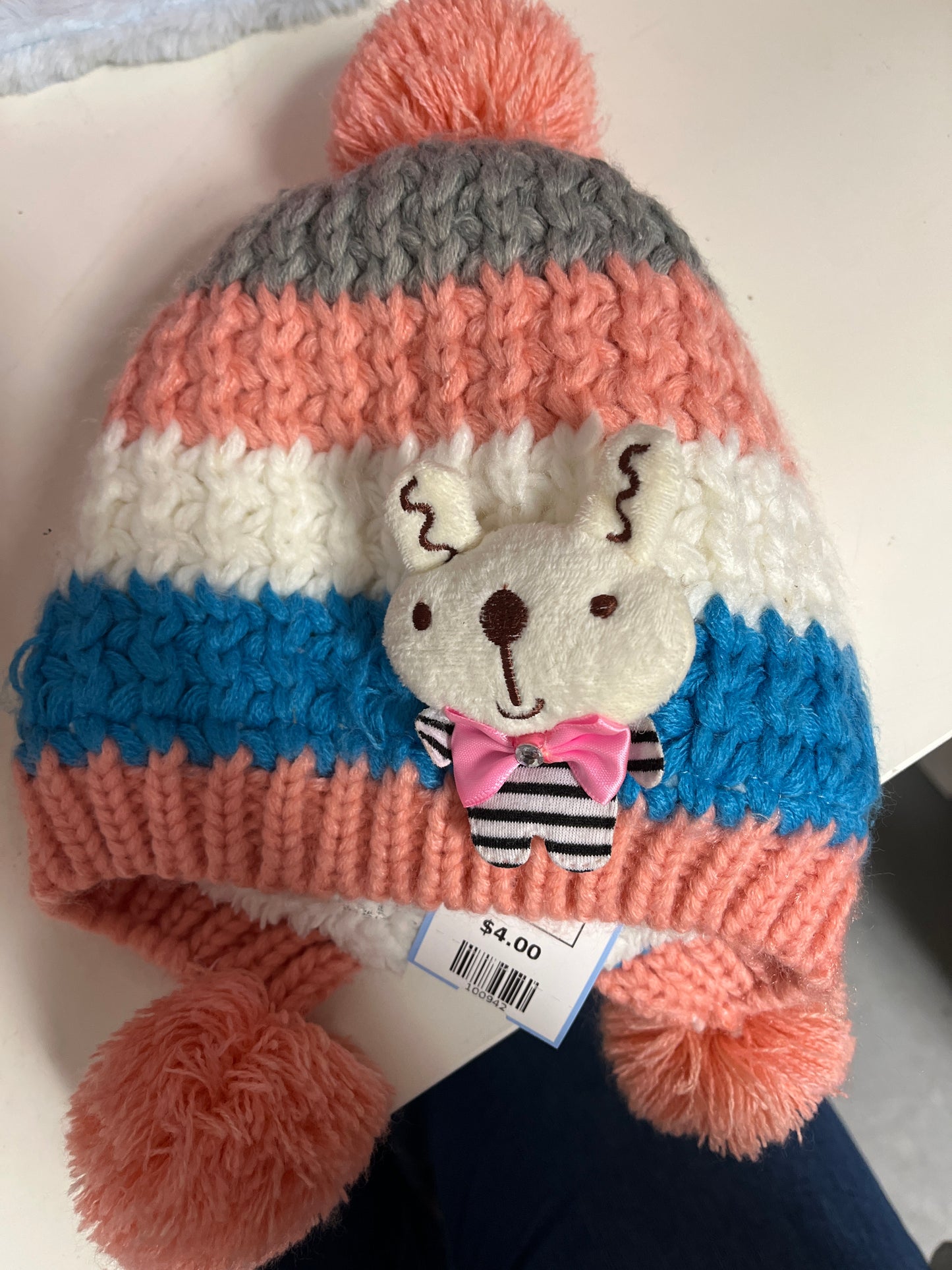 pink/grey  Bunny Hat