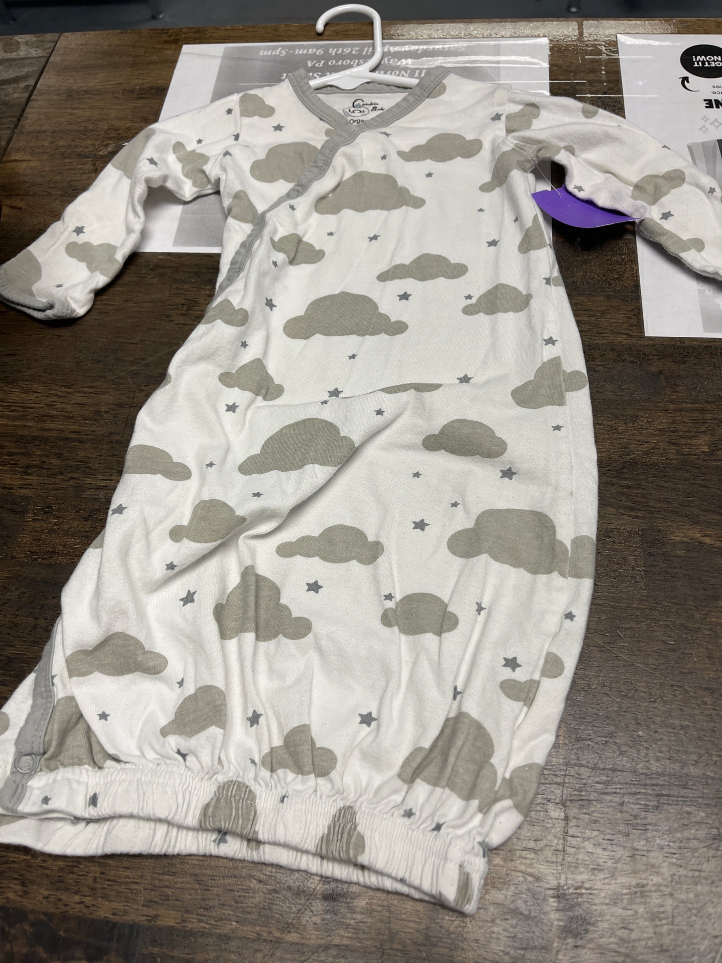 White/Grey Cloud Cambria Baby Sleepsack, NB B