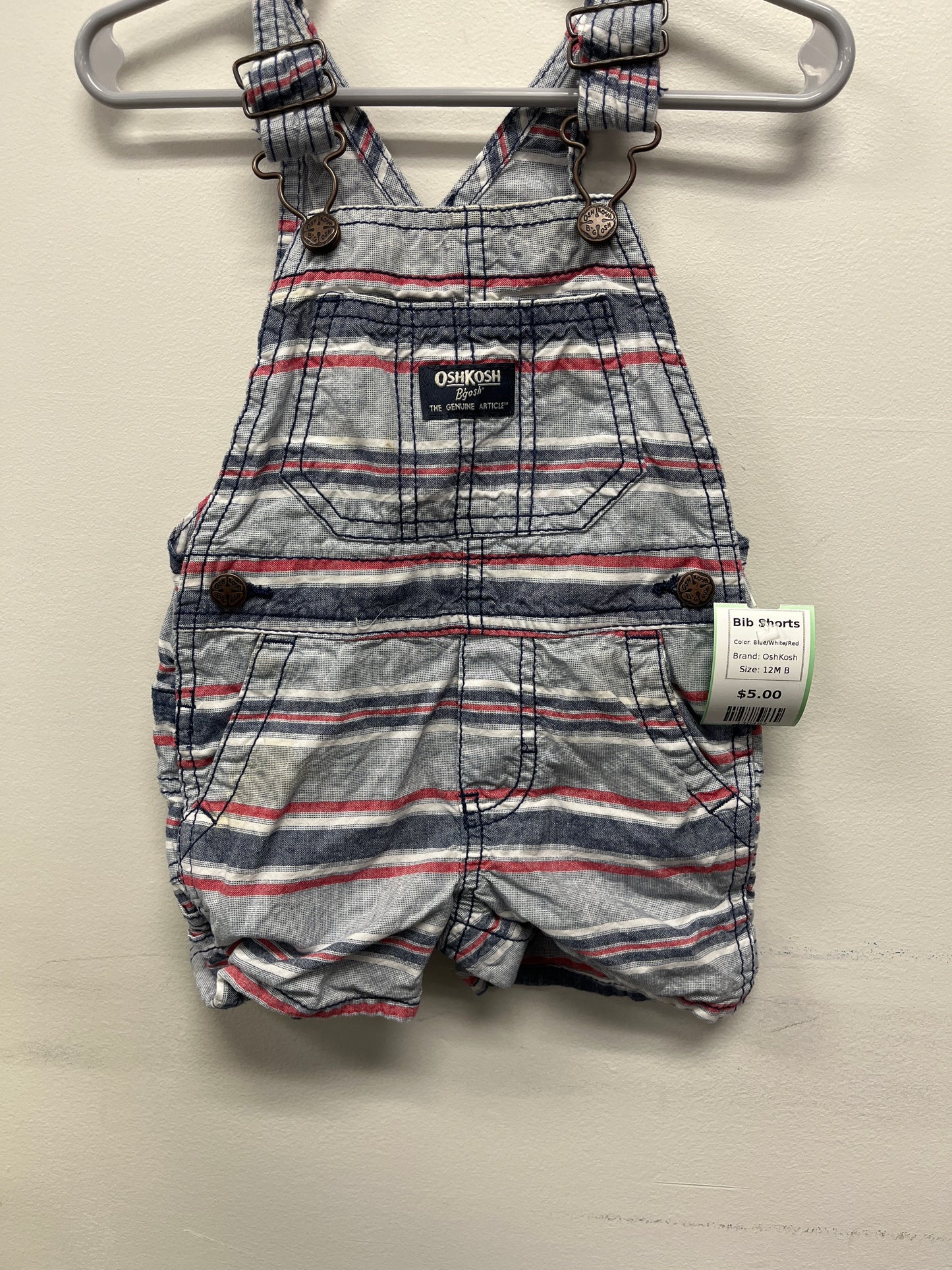 Blue/White/Red OshKosh Bib Shorts, 12M B