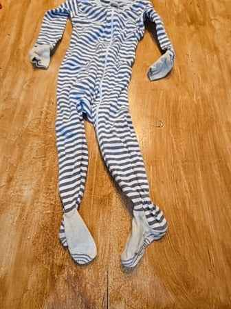 Grey/white stripe Burts Bees Baby Sleeper, 12M B