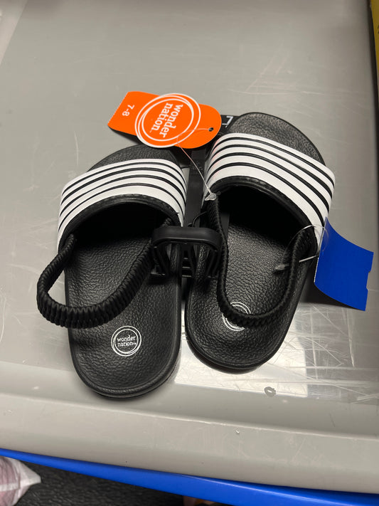 black/white Wonder Nation Striped Sandals 7/8, 7 B