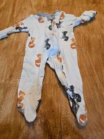 White Burts Bees Baby Fox sleeper, NB B