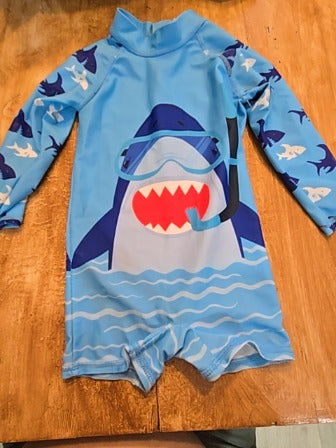 Blue  Shark swim suit, 6M B