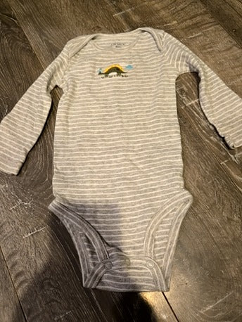 Grey stripe Carters Longsleeve onesie, 9M B