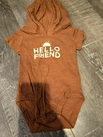 Brown Carters Hooded onesie, 9M B