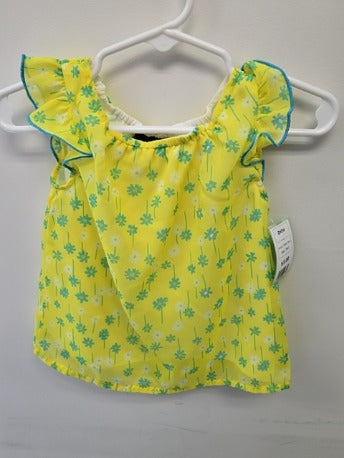 Yellow/Blue Flowers Faded Glory Dress, 3M G