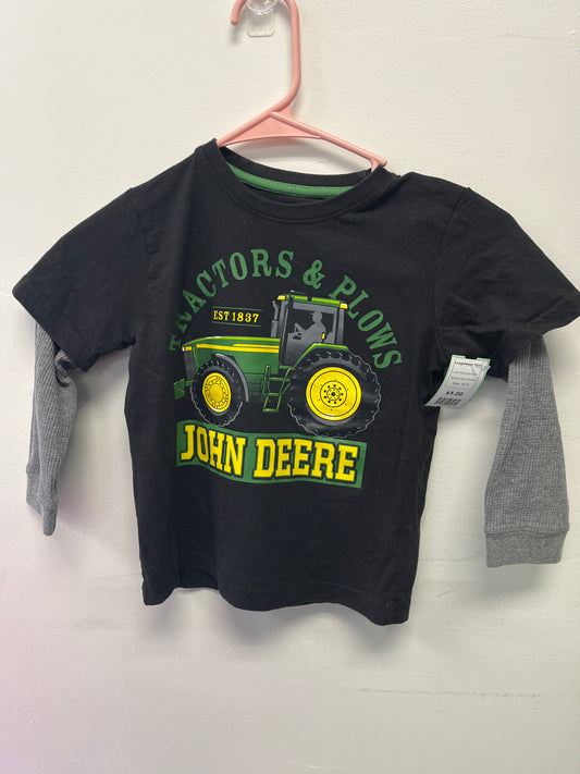 Black/Grey/Green John Deere Longsleeve Shirt, 4T B