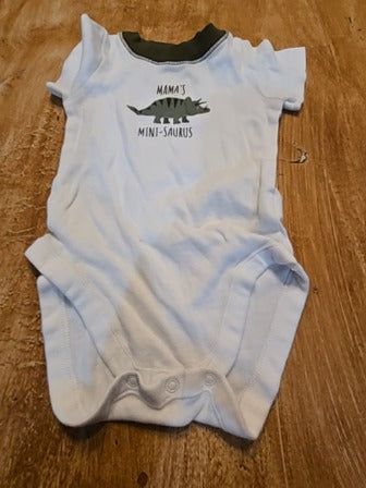 White/green Bundles Baby Place Mamas min saurus onesie, 9M B