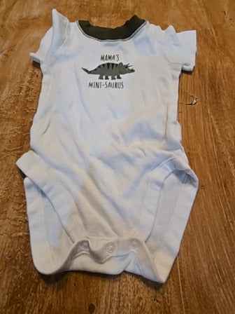 White/green Bundles Baby Place Mamas min saurus onesie, 9M B