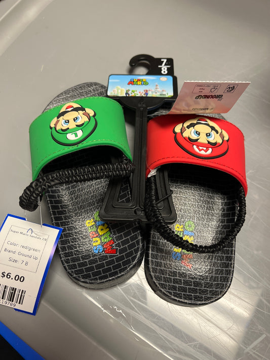 red/green Ground Up Super Mario Sandals 7/8, 7 B