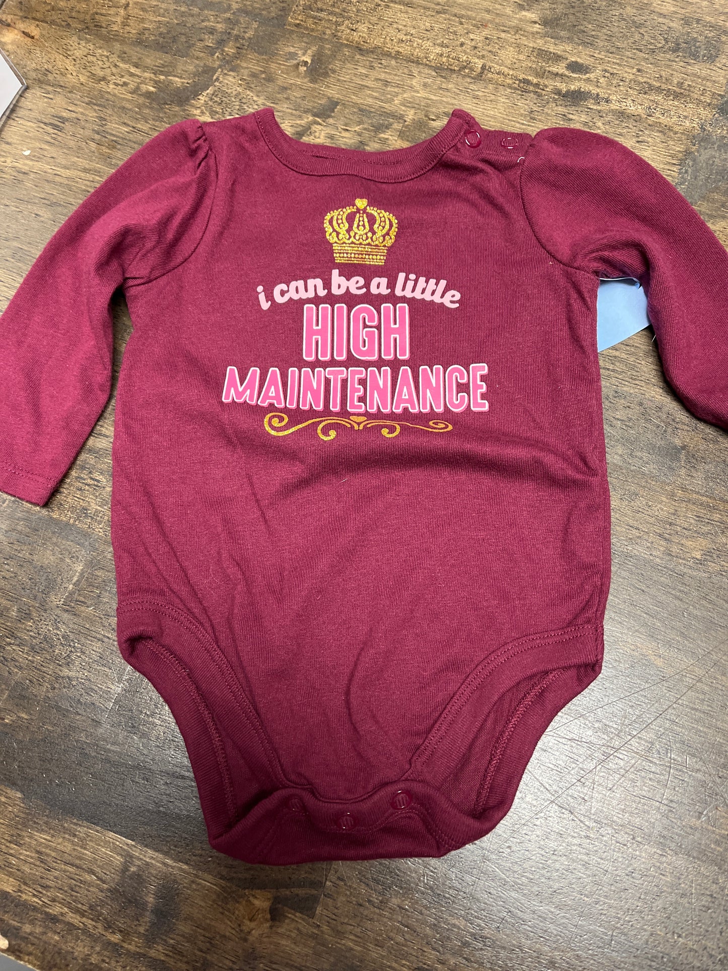 Burgandy High Maintenance Garanimals Longsleeve Onesie, 6-9M G