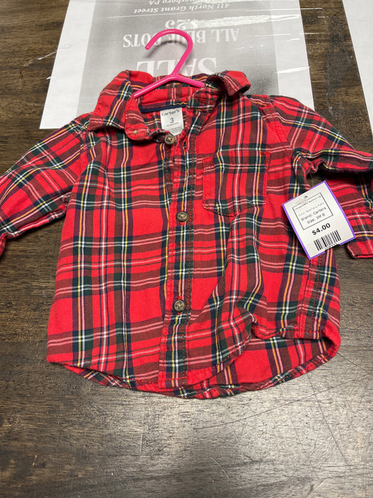 Red/Navy Plaid Carters Longsleeve Button Up, 3M B