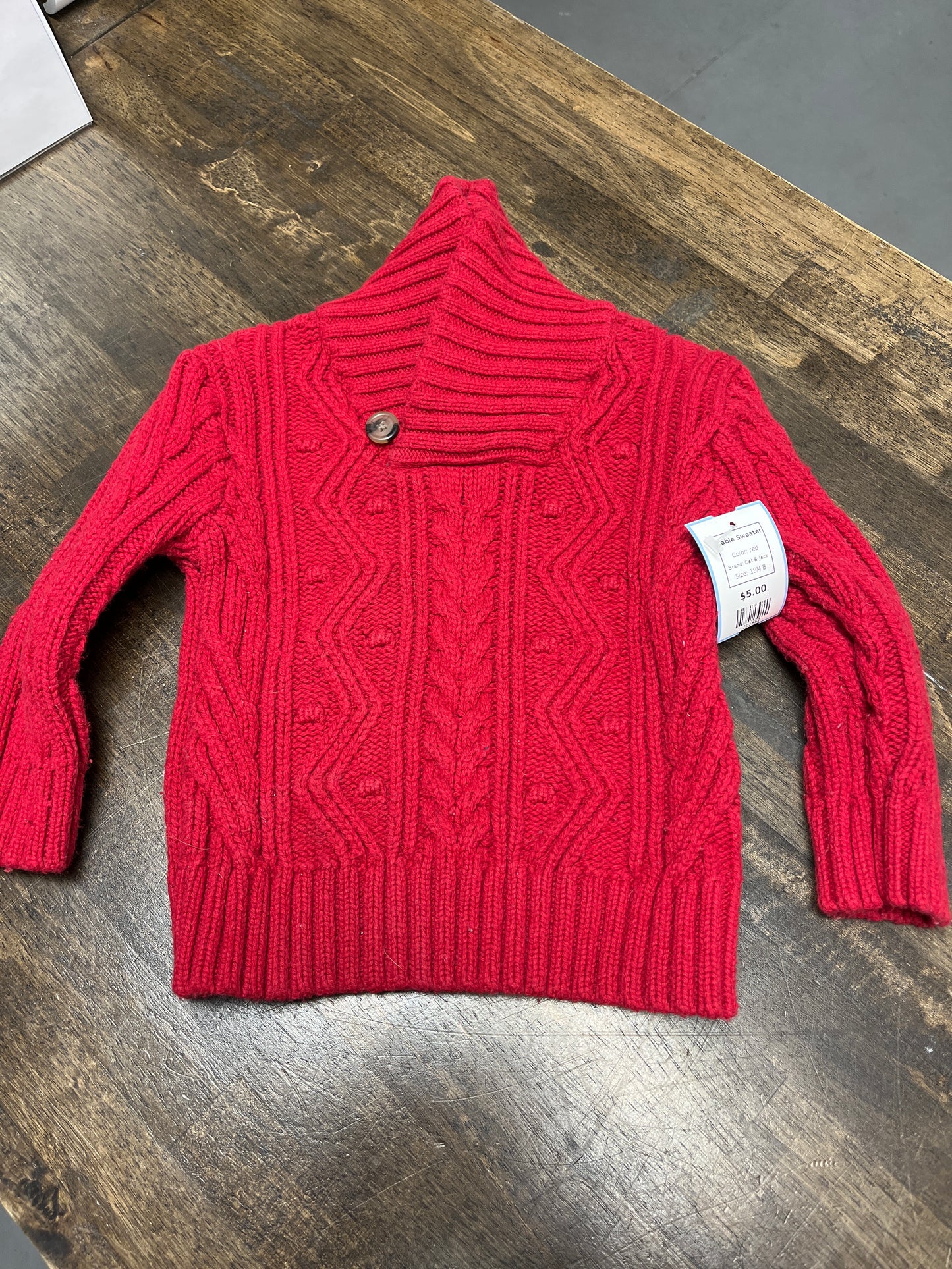 red Cat & Jack Cable Sweater, 18M B