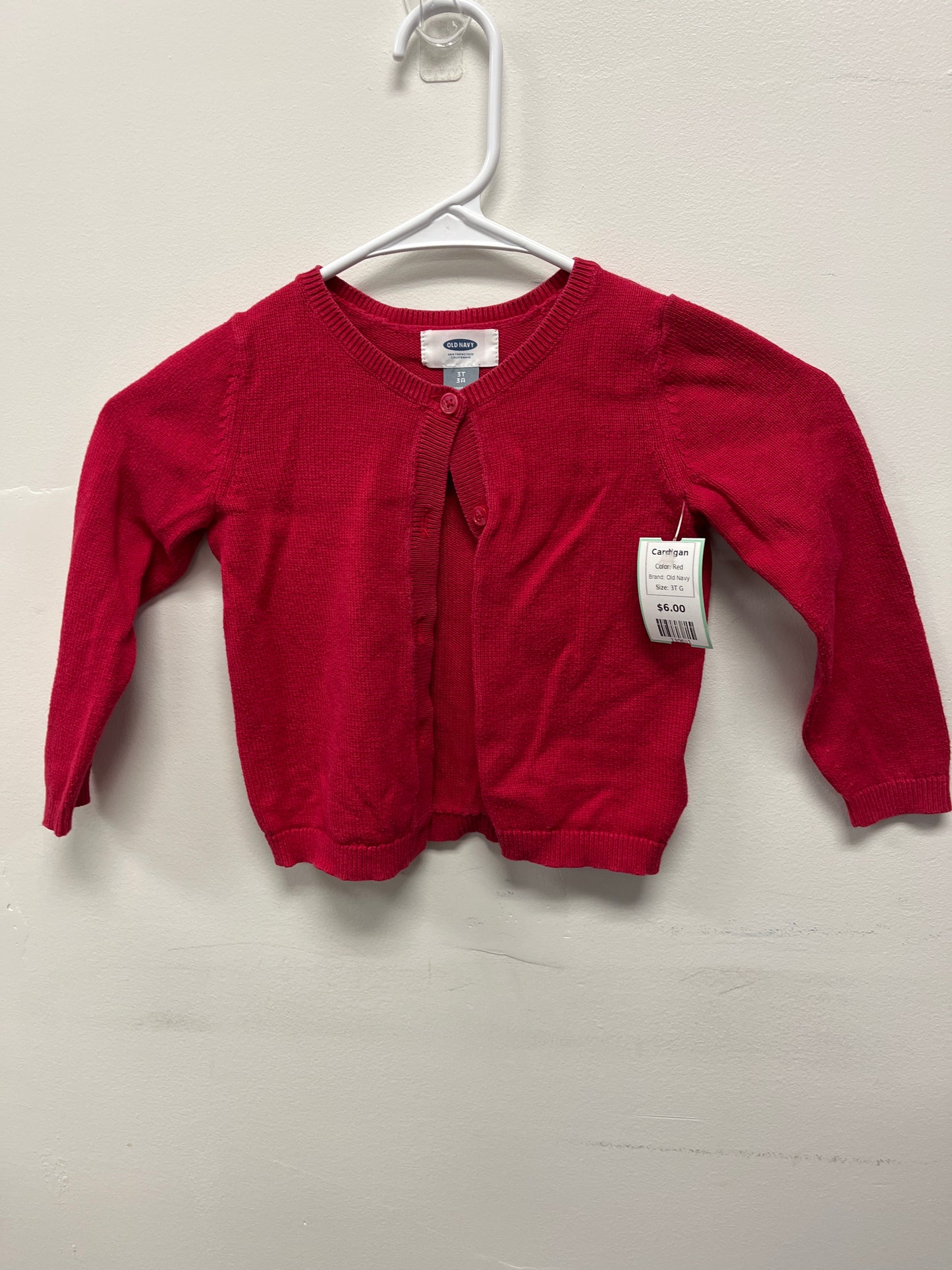Red Old Navy Cardigan, 3T G
