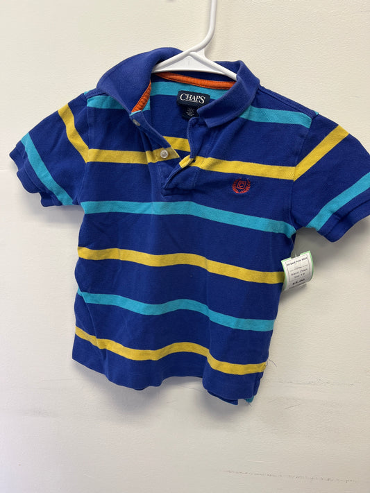 Blue/Yellow Striped Chaps Striped Polo Shirt, 4 B