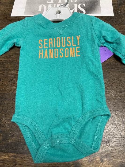 Blue Seriously Handsome Carters Longsleeve Onesie, 3M B