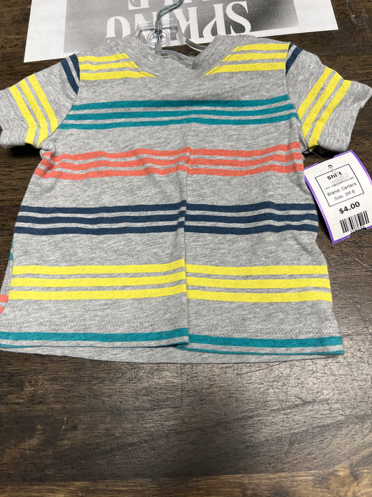 Grey/Colorful Striped Carters Shirt, 3M B