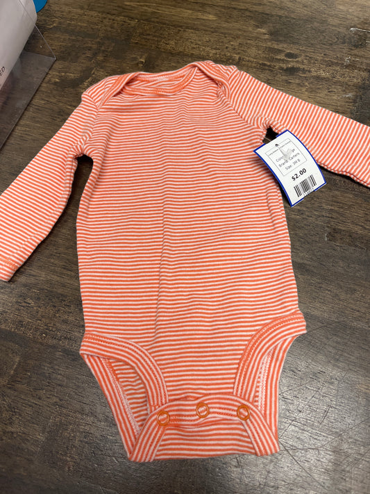 orange Carters Long Sleeve Striped Onesie, 3M B