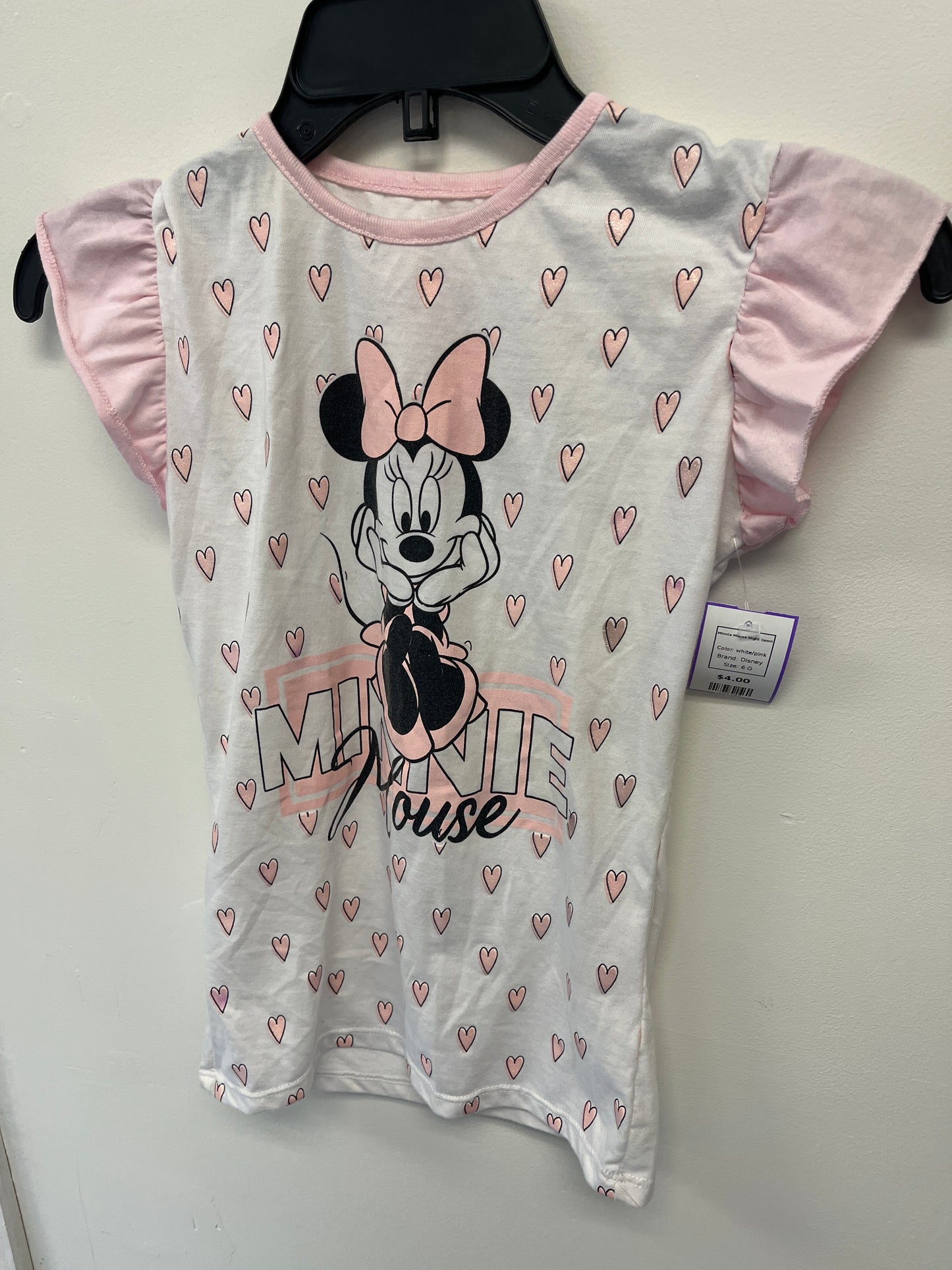 white/pink Disney Minnie Mouse Night Gown, 6 G