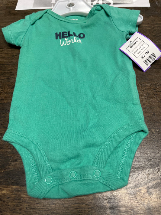 Green Hello World Carters Onesie, 3M B