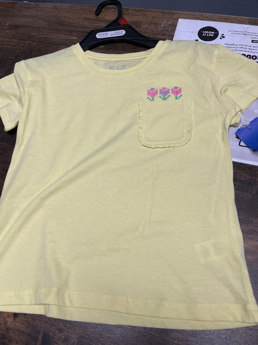 Yellow 365 kids Tulip Pocket Tshirt, 7 G