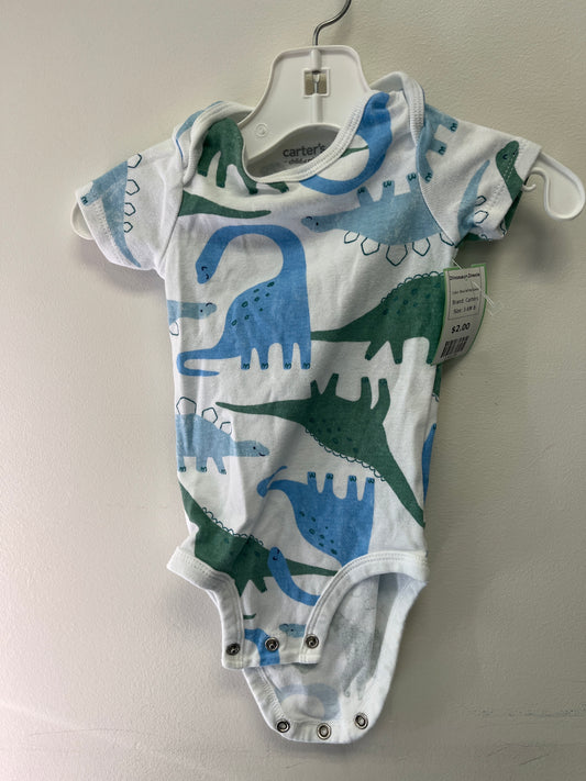 Blue/White/Green Carters Dinosaur Onesie, 3-6M B