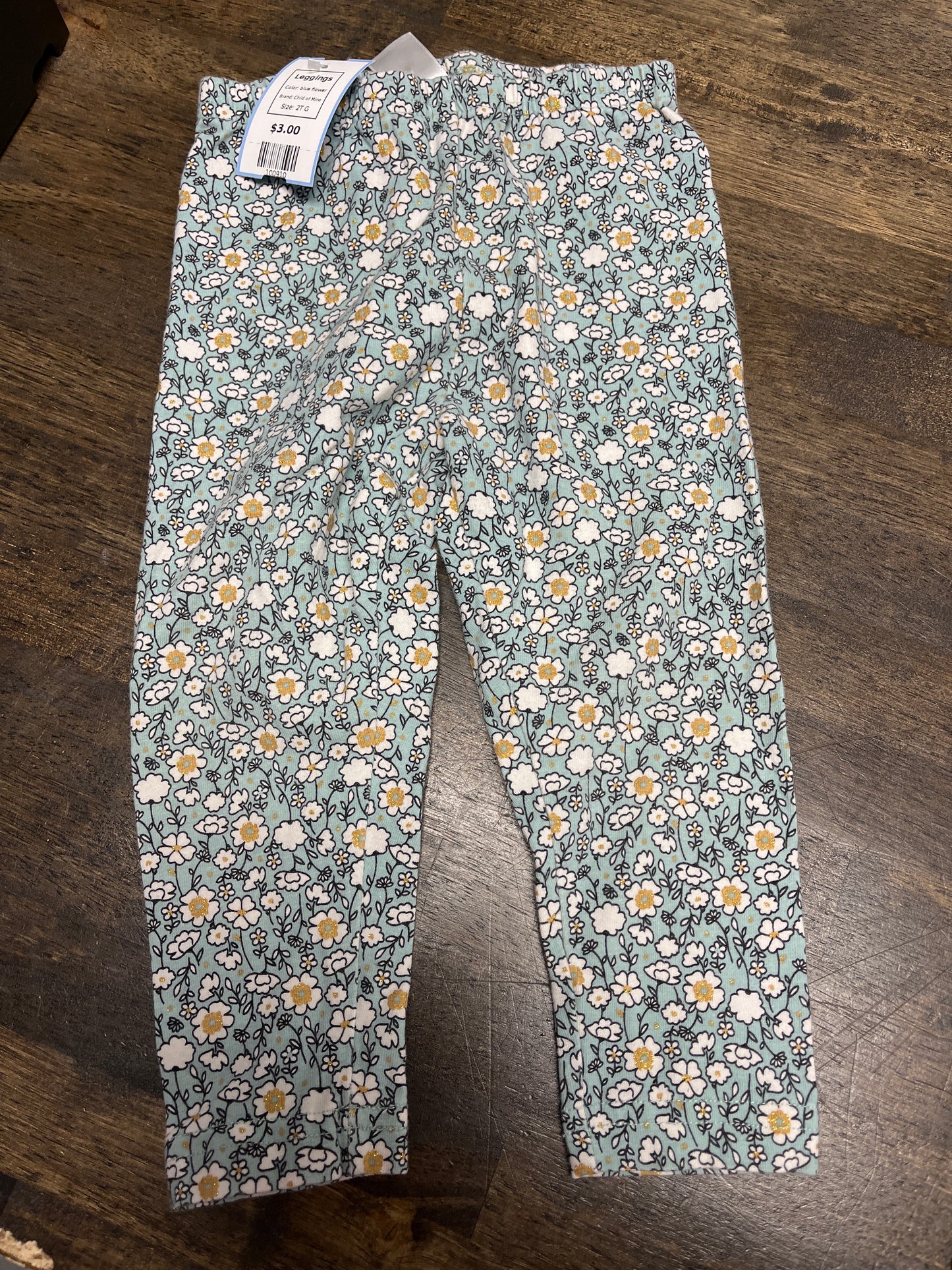 blue flower Child of Mine Leggings, 2T G