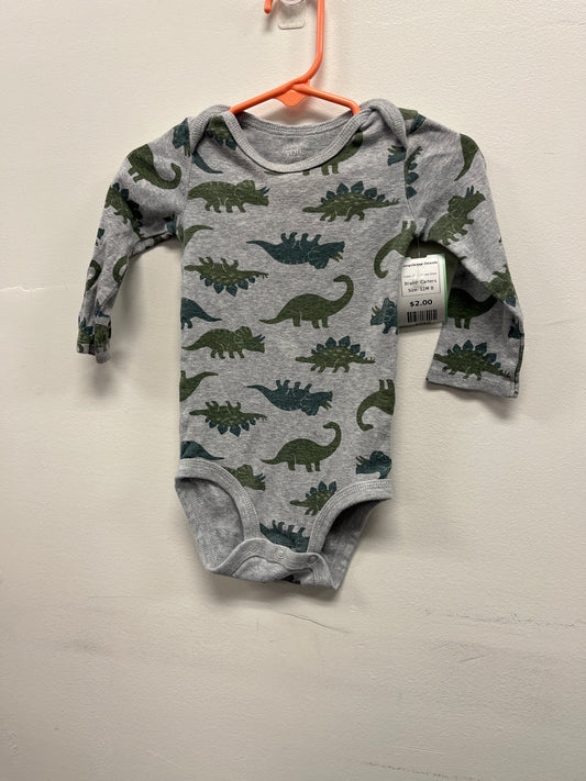 Grey/Green Dino Carters Longsleeve Onesie, 12M B