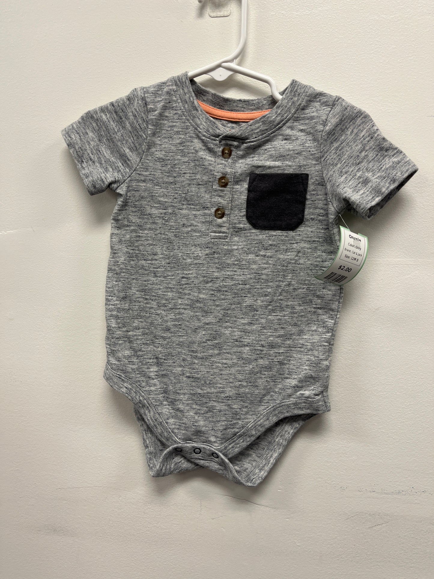Grey Cat & Jack Onesie, 12M B