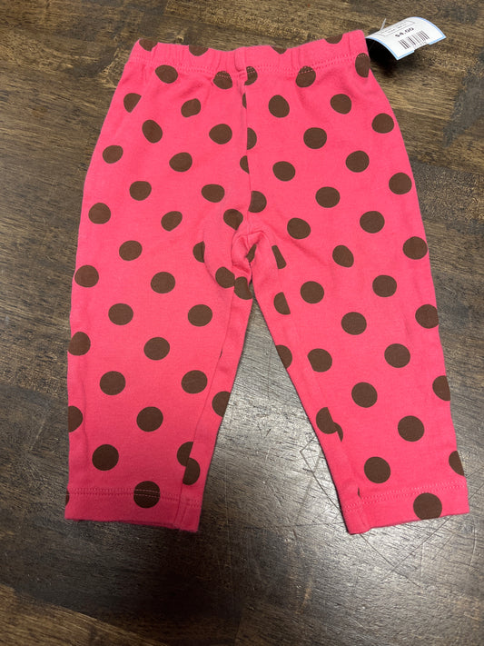 Pink/Brown Polka Dot Carters Leggings, 9M G