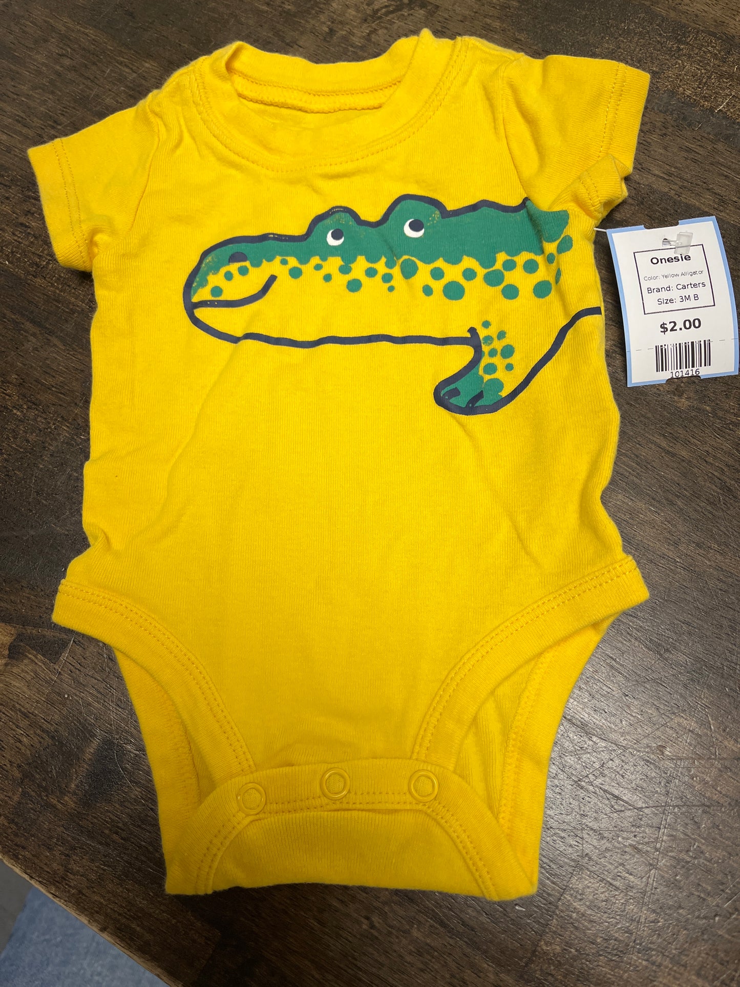 Yellow Alligator Carters Onesie, 3M B