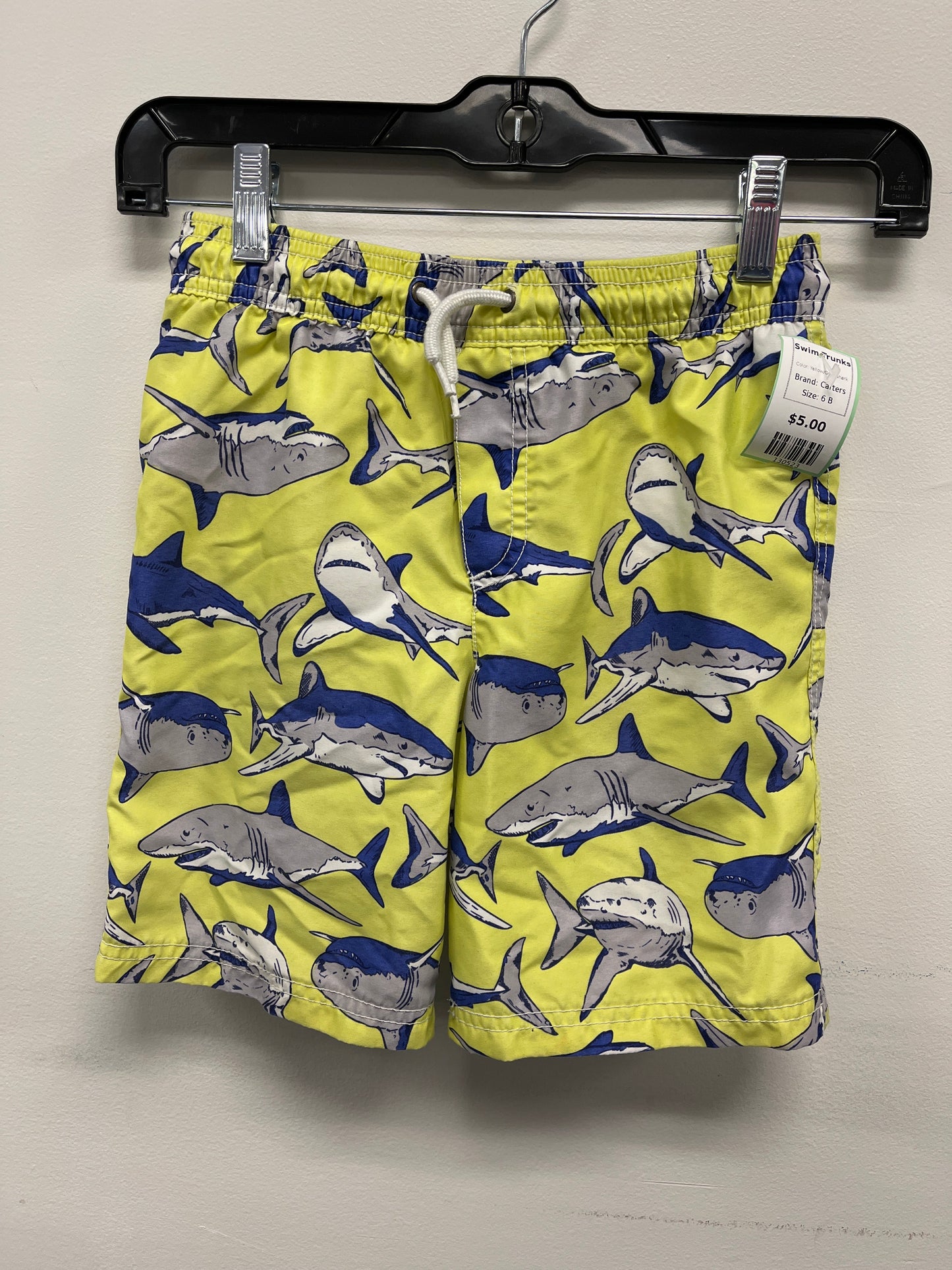 Yellow/Grey Shark Carters Swim Trunks, 6 B