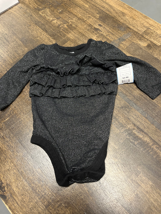 Black/Silver Garanimals Longsleeve Onesie, 6-9M G