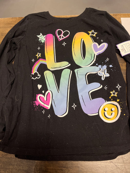 Black/Colorful Love Childrens Place Longsleeve Shirt, 7 G