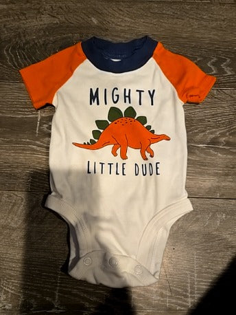 White/orange Carters Mighty little dude onesie, 3M B