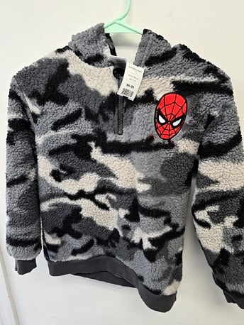 Grey/Black/White Camo Spiderman Marvel 1/4 Zip Jacket, 8 B