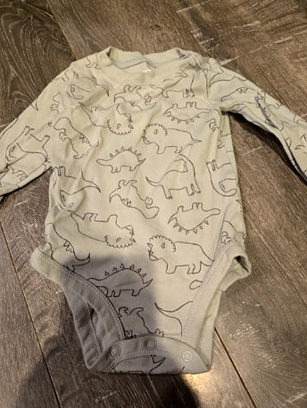 Green dinosaur Carters Longsleeve onesie, 9M B