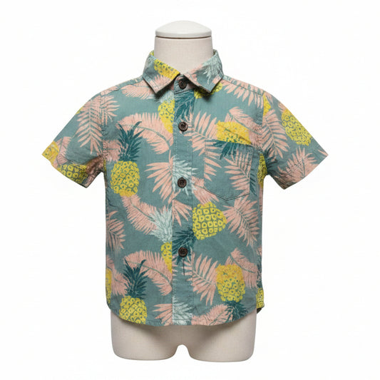 Green Cat & Jack Hawaiian button down shirt, 2T B