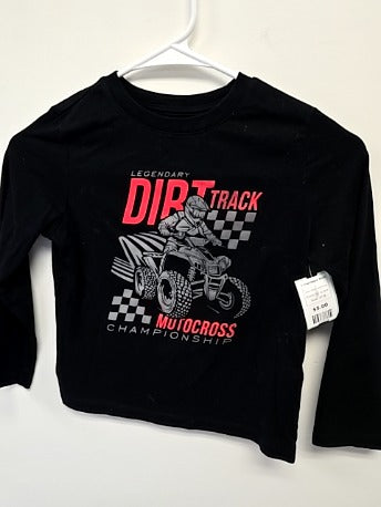 Black Motorcross Cat & Jack Longsleeve Shirt, 4T B