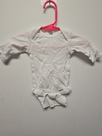 White Gerber Long sleeve onesie, NB B