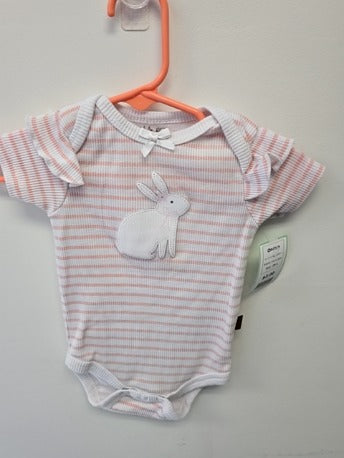 Pink/White Striped Bunny Lila & Jack Onesie, 3M G