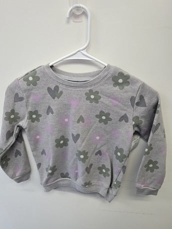 Grey/Green/Purple Flower/Heart Garanimals Longsleeve Shirt, 5T G