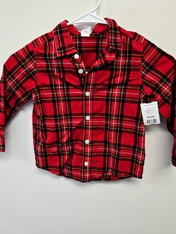 Red/Black Plaid Old Navy Longsleeve Button Up, 4T B
